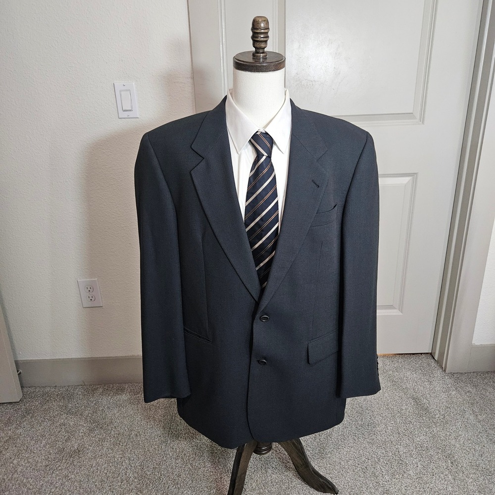Hugo Boss Apollon Akropolis Mens 44L Blazer Gray Wool Blend Suit Jacket USA Made